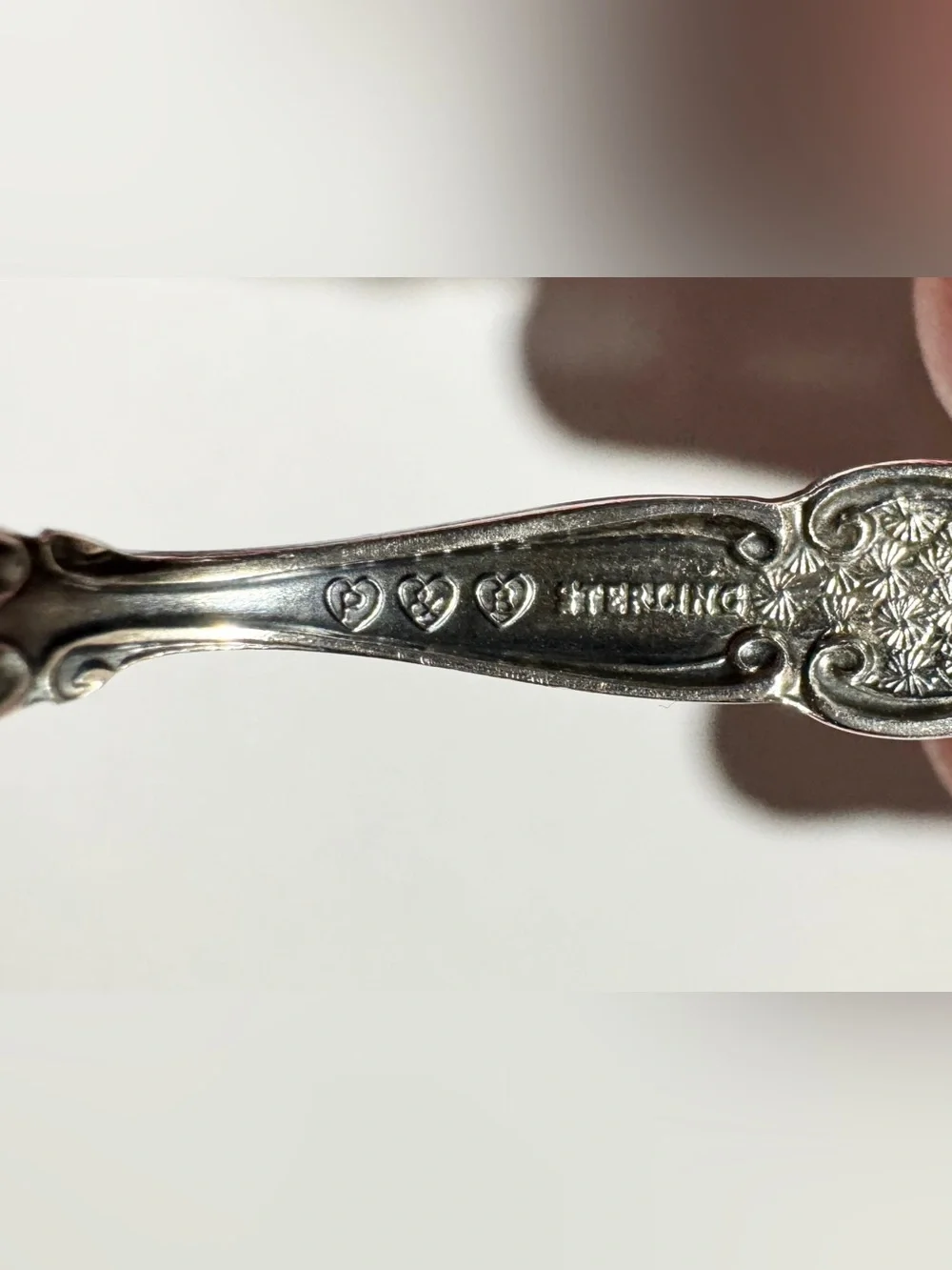Vintage Paye & Baker Sterling & Enameled Card Suit Souvenir Spoon 10g Heart P&B